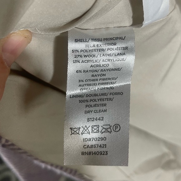 LOFT Lilac Wool Blend Pea Coat Jacket Herringbone Asymmetric Zip Pockets Size S - Picture 12 of 13